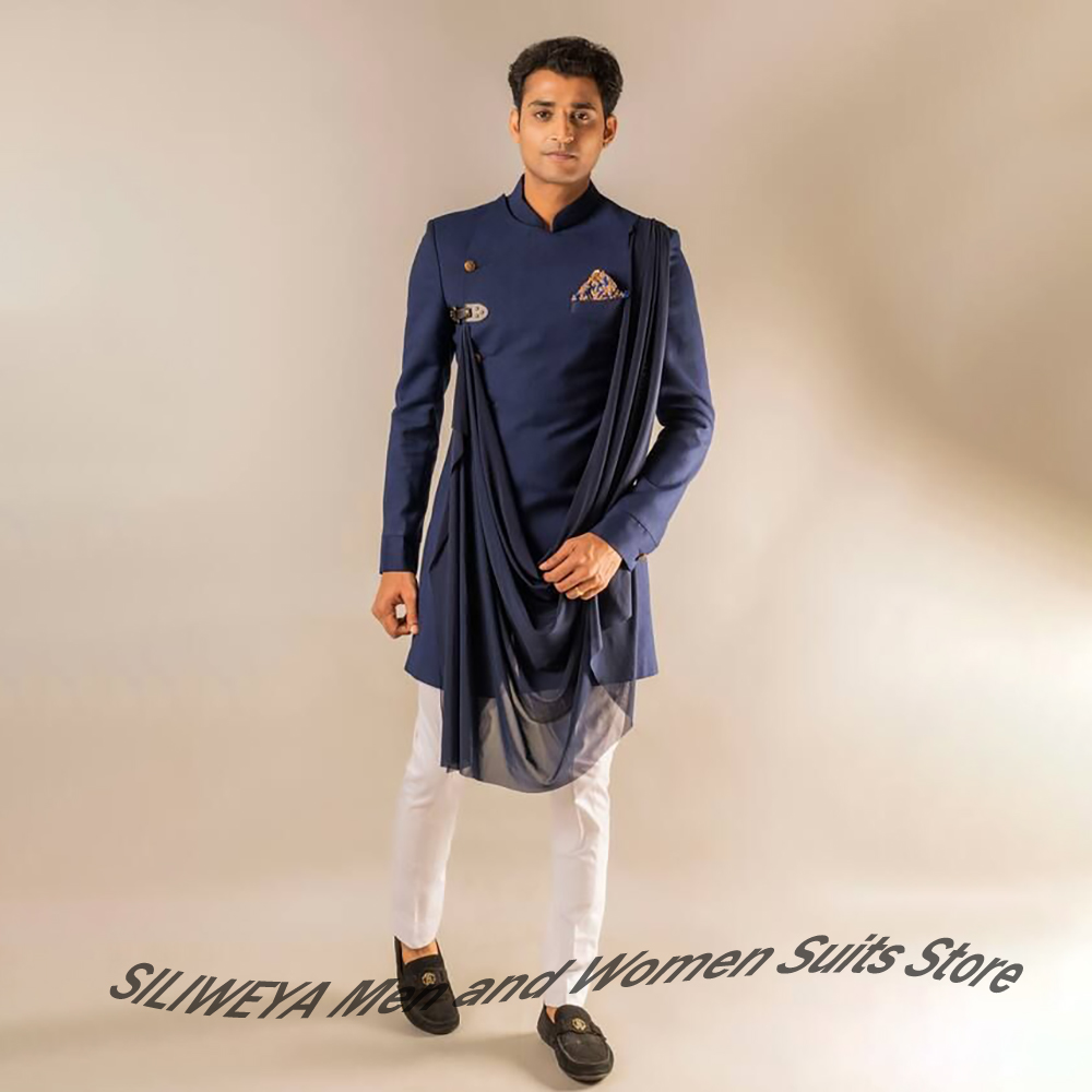 Men Formal Wear Indian - Элегантные мужские темно-синие костюмы в индийском