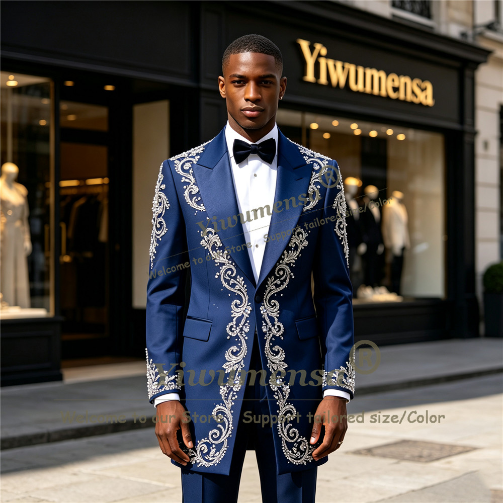 Formal Wear For Men In Wedding - Мужской пиджак с ручной вышивкой кристаллами,