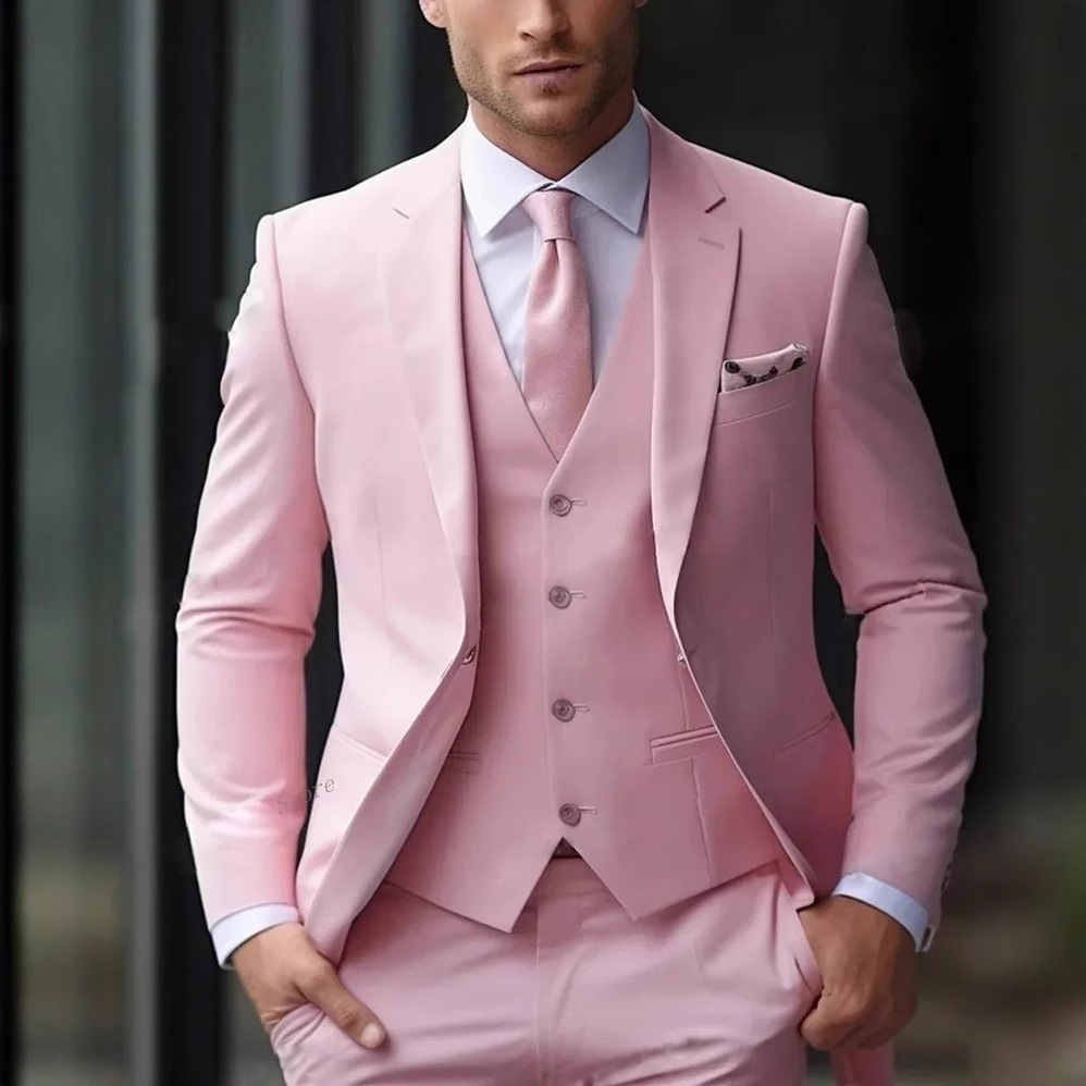 Men Formal Wear Pink - Трехкомпонентный розовый мужской костюм для торжественных