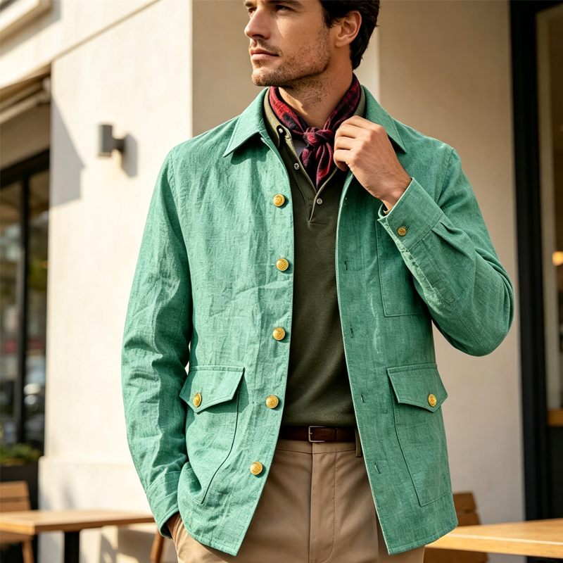 Men'S Vintage Formal Wear - Винтажная мужская льняная куртка с отложным