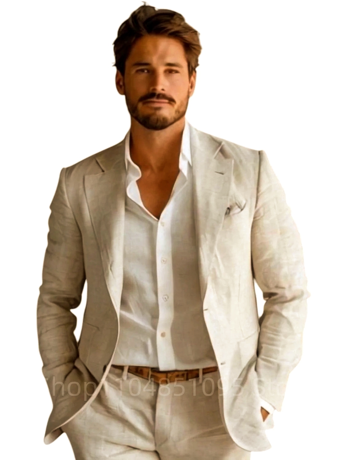 Синий приталенный мужской льня – обзор и цена Men Formal Wear Summer
